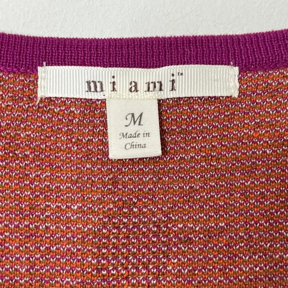 Francesca's Mi Ami Long Sleeve Knit Sweater Dress Purple Cream Womens Medium